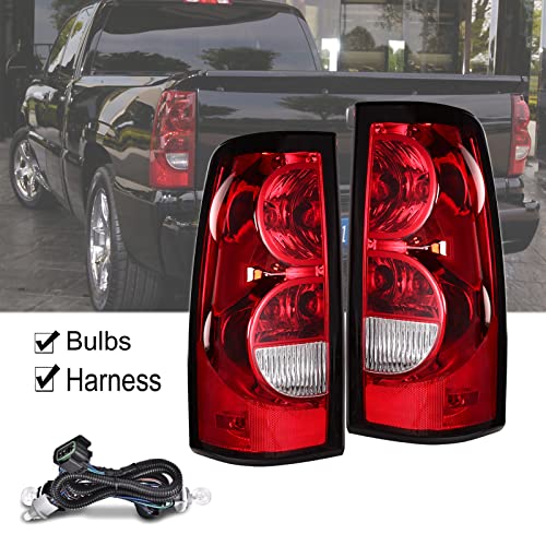 Headlights Assembly + Tail Lights Assembly Combo compatible with 2003-2006 Chevy Silverado V6621