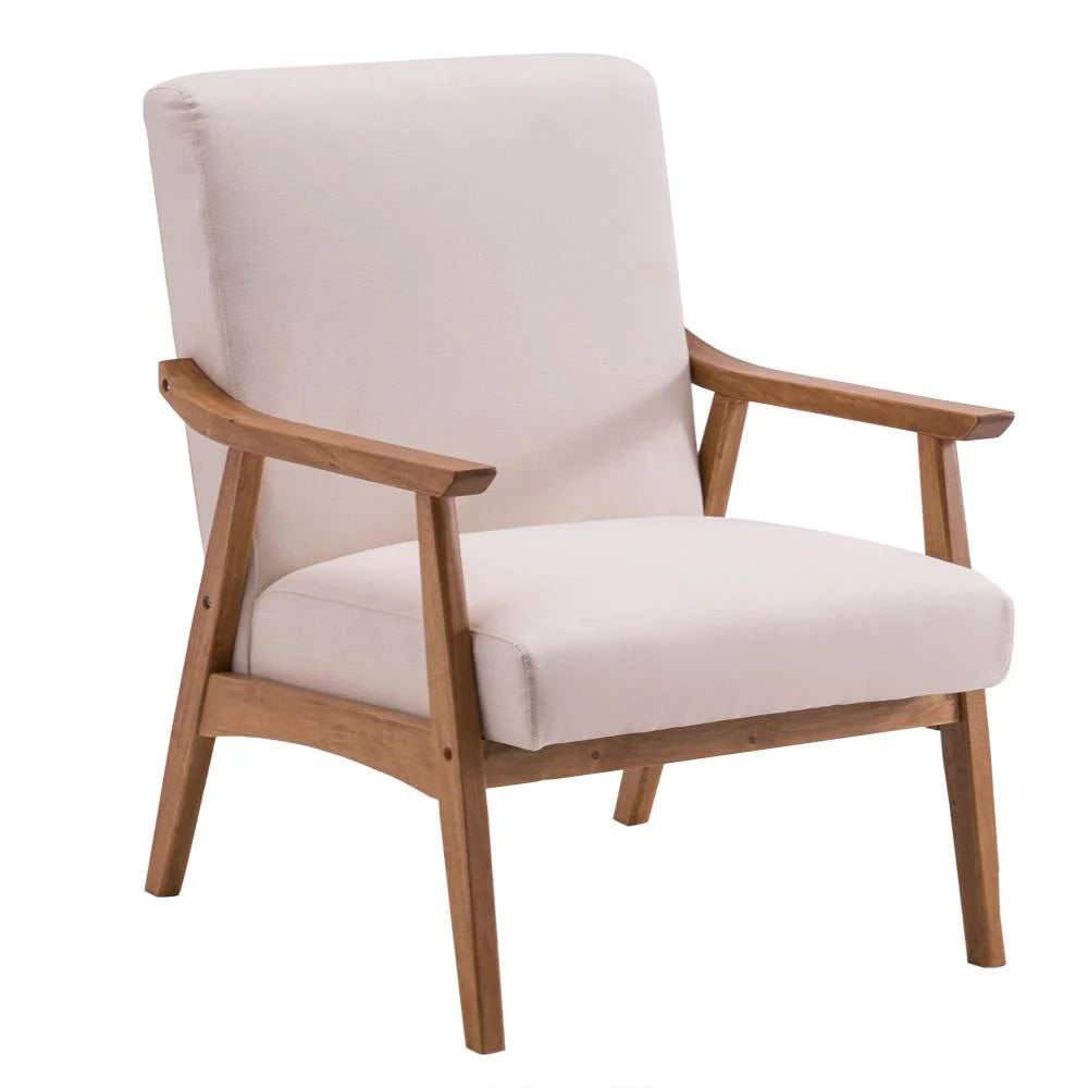 Beige Accent Chair with Wood Legs Y887807