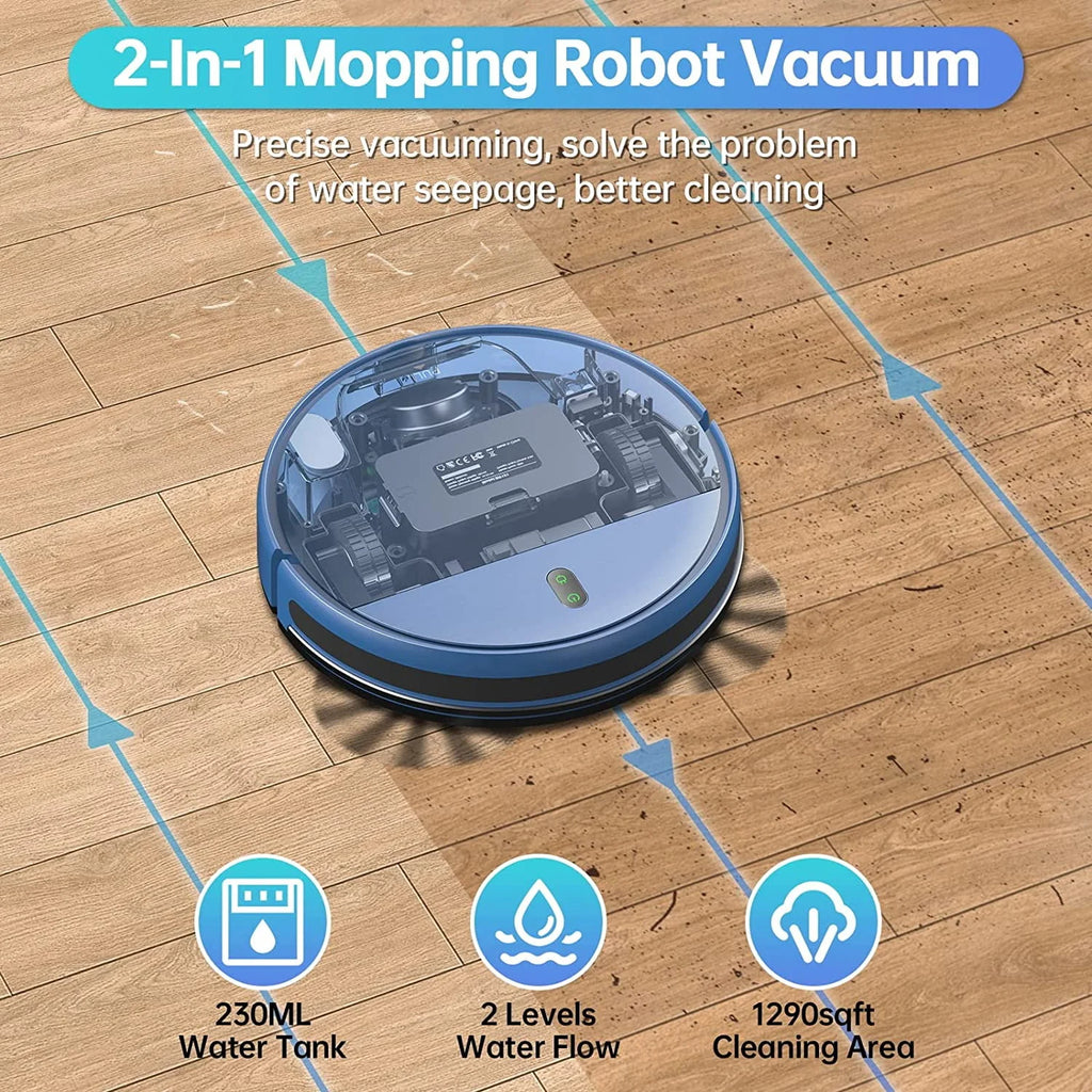 Robot Vacuum and Mop Combo 230ML Water Tank Blue W5082