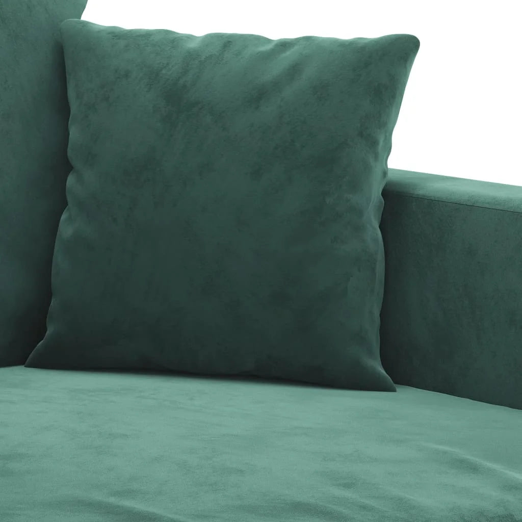 Dark Green Velvet 2 Piece Sofa Set with Cushions W73640