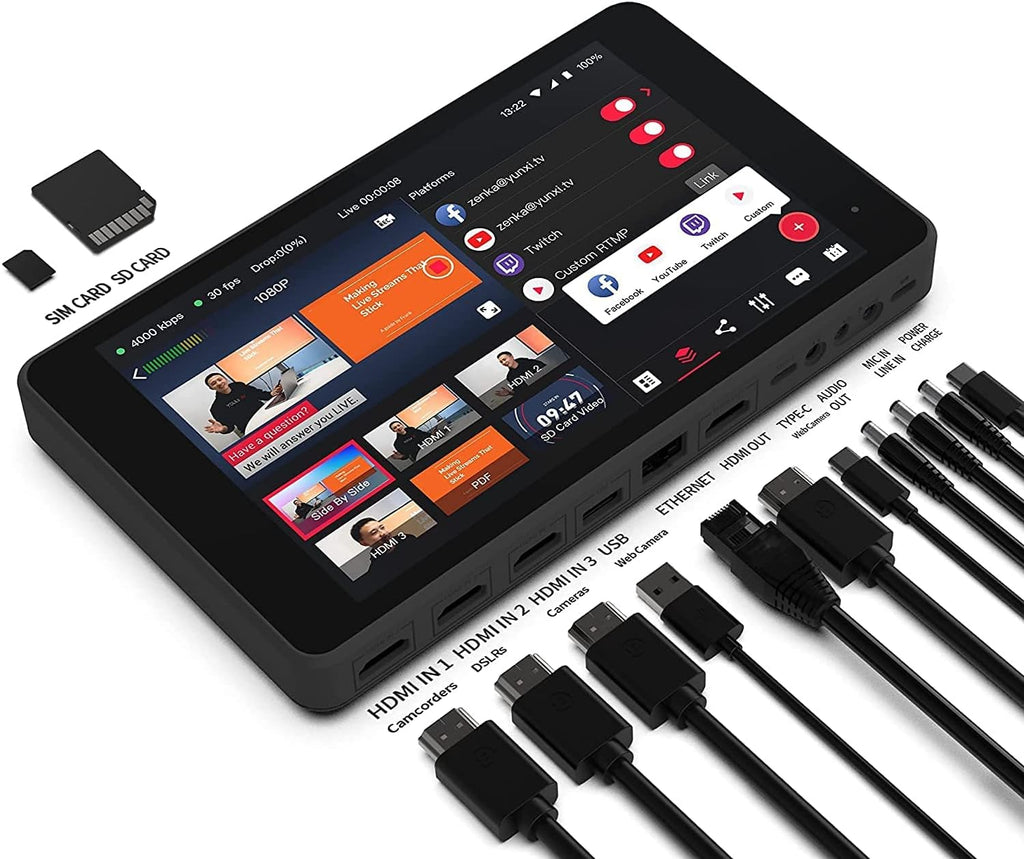 YoloBox Pro All-in-One HDMI Monitor Wi-Fi 8-Inch Screen Portable Multi-Camera Live Streaming Studio USB Type-C Input Power Bundle K315