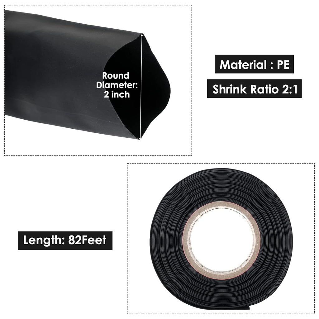 2:1 Heat Shrink Tubing 82 FT 2 Inch ID PE Electrical Shrink Tube Pack of 2 U63236