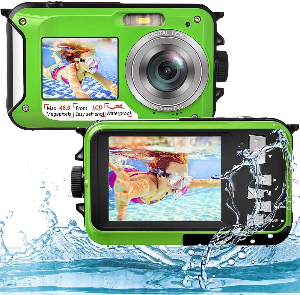 Underwater Camera 2.7K 48MP Waterproof Dual Screen Digital with 16X Digital Zoom W663