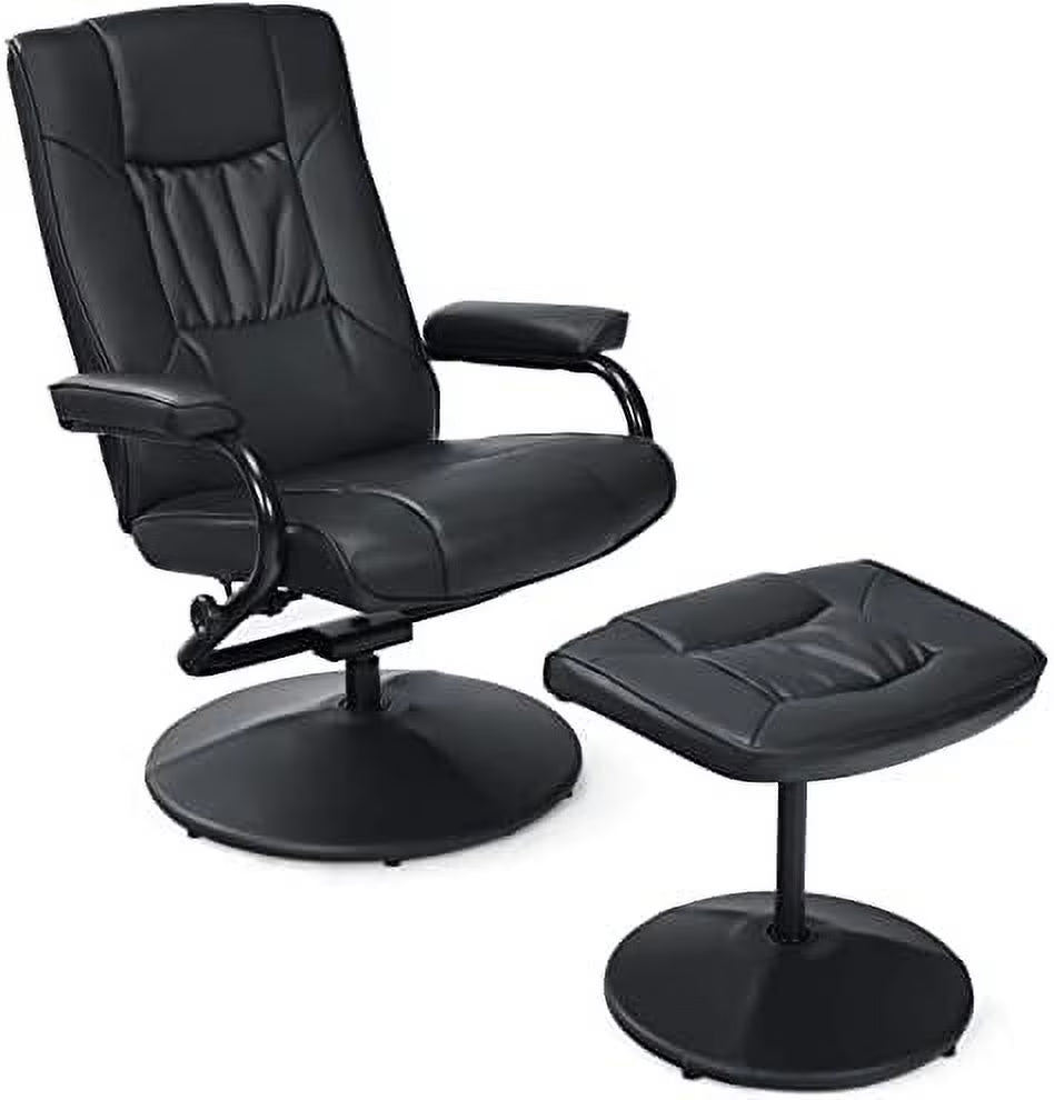 Brown PU Leather Swivel Reclining Chair with Ottoman M343