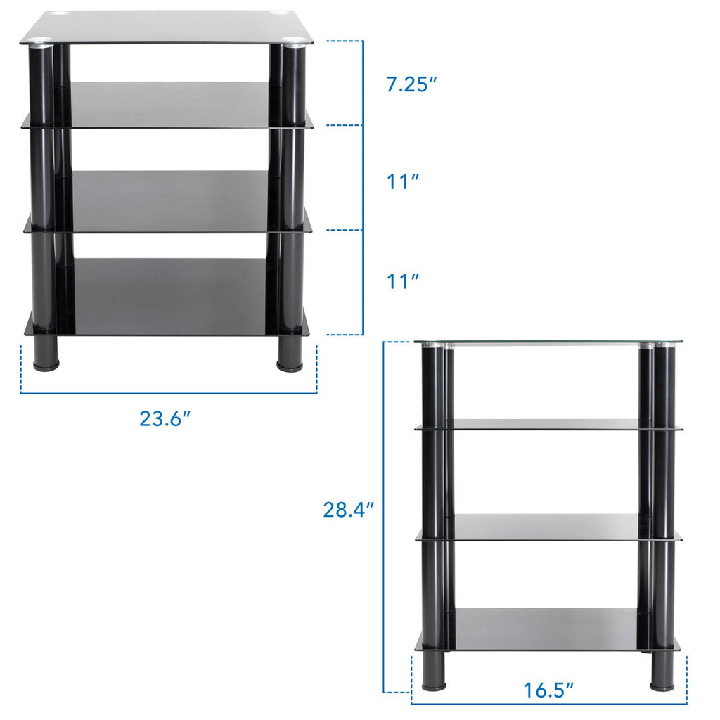 Tempered Glass 4-Tier Media Stand, Black O42921