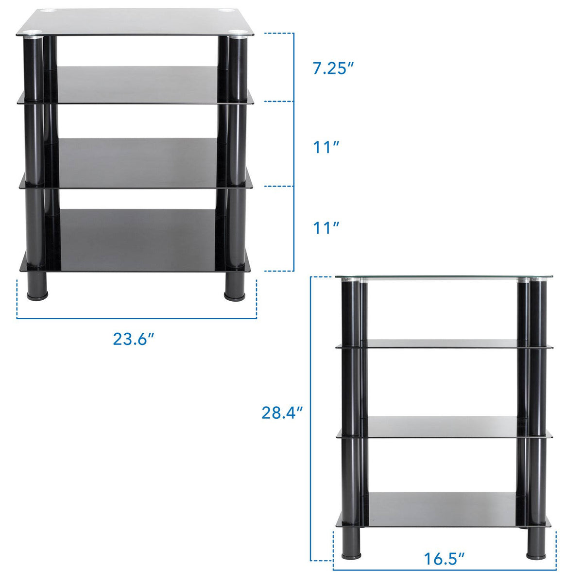 Tempered Glass 4-Tier Media Stand, Black O42921