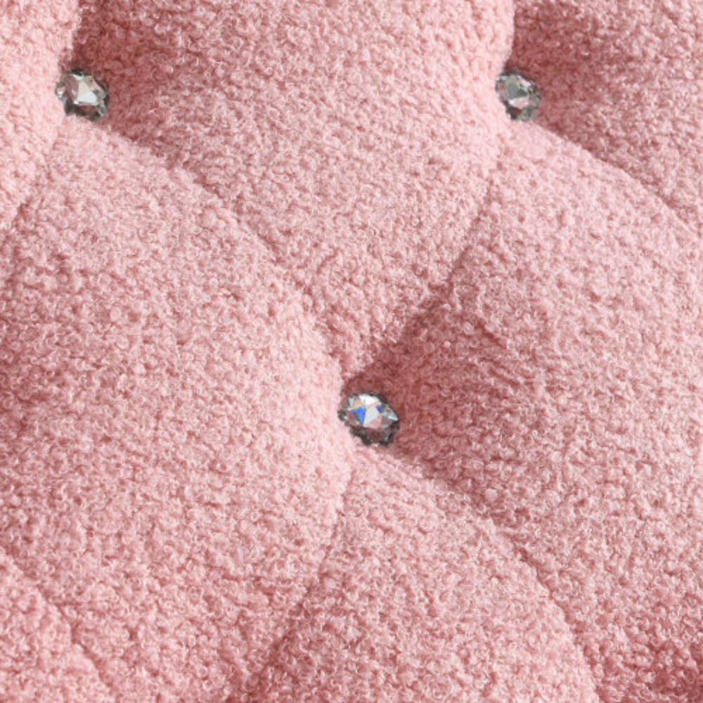Pink Teddy Upholstered Chesterfield Chair with Gold Hardware Legs H457