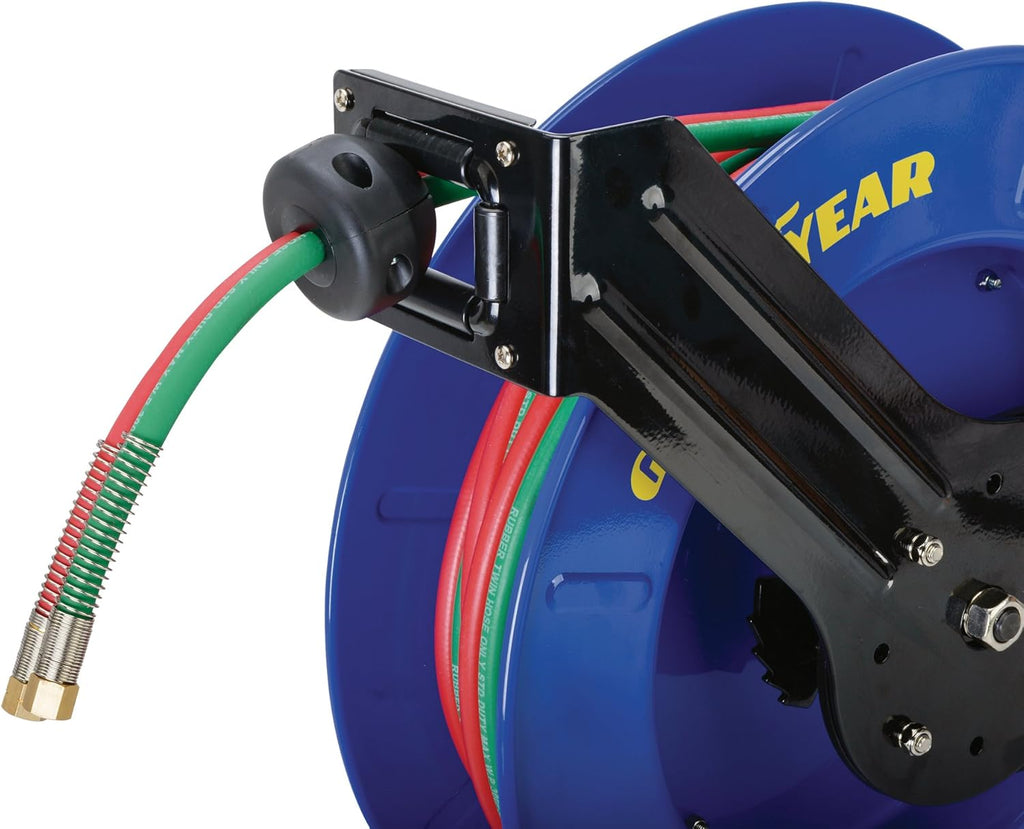 Retractable Twin Oxygen Acetylene Rubber Hose Reel, 1/4" x 50', 300PSI N422076