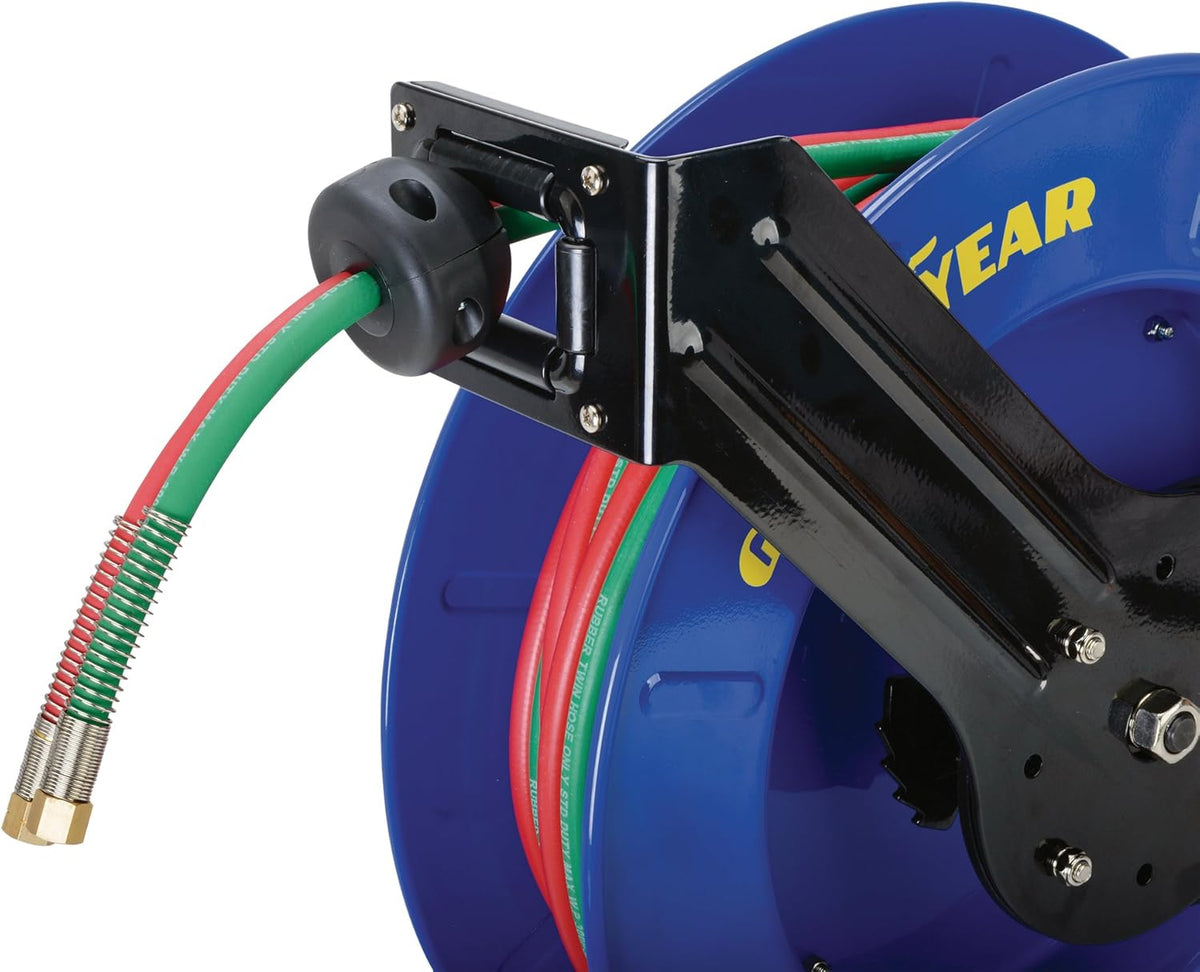 Retractable Twin Oxygen Acetylene Rubber Hose Reel, 1/4" x 50', 300PSI N422076