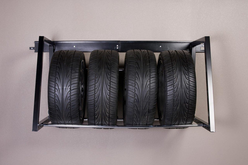 Heavy Duty Adjustable Garage Wall Tire Rack Storage, Black H455