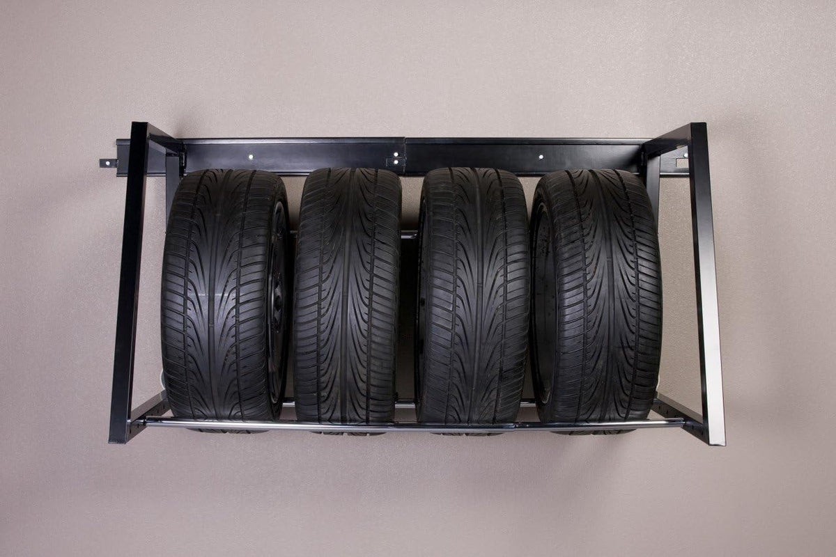 Heavy Duty Adjustable Garage Wall Tire Rack Storage, Black H455