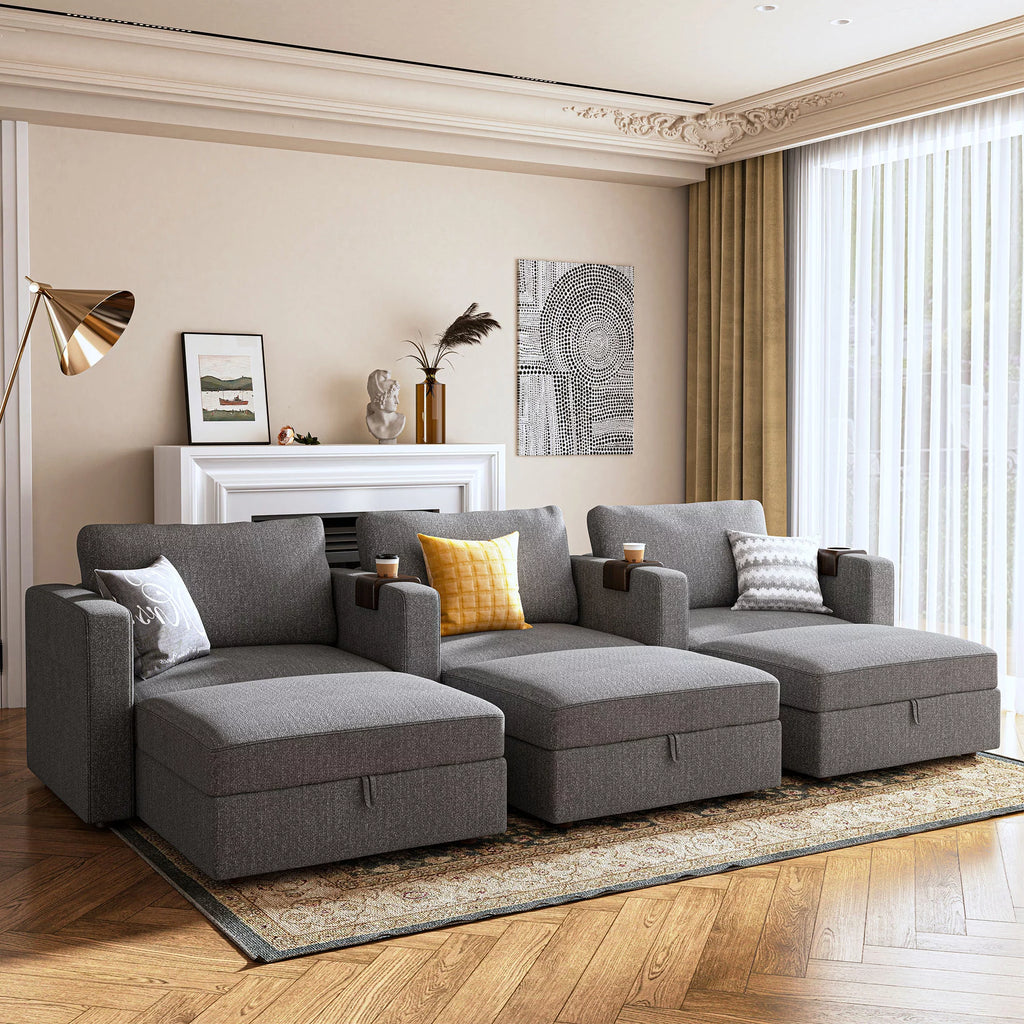 Light Grey Modular Sectional Sofa with Storage R263089
