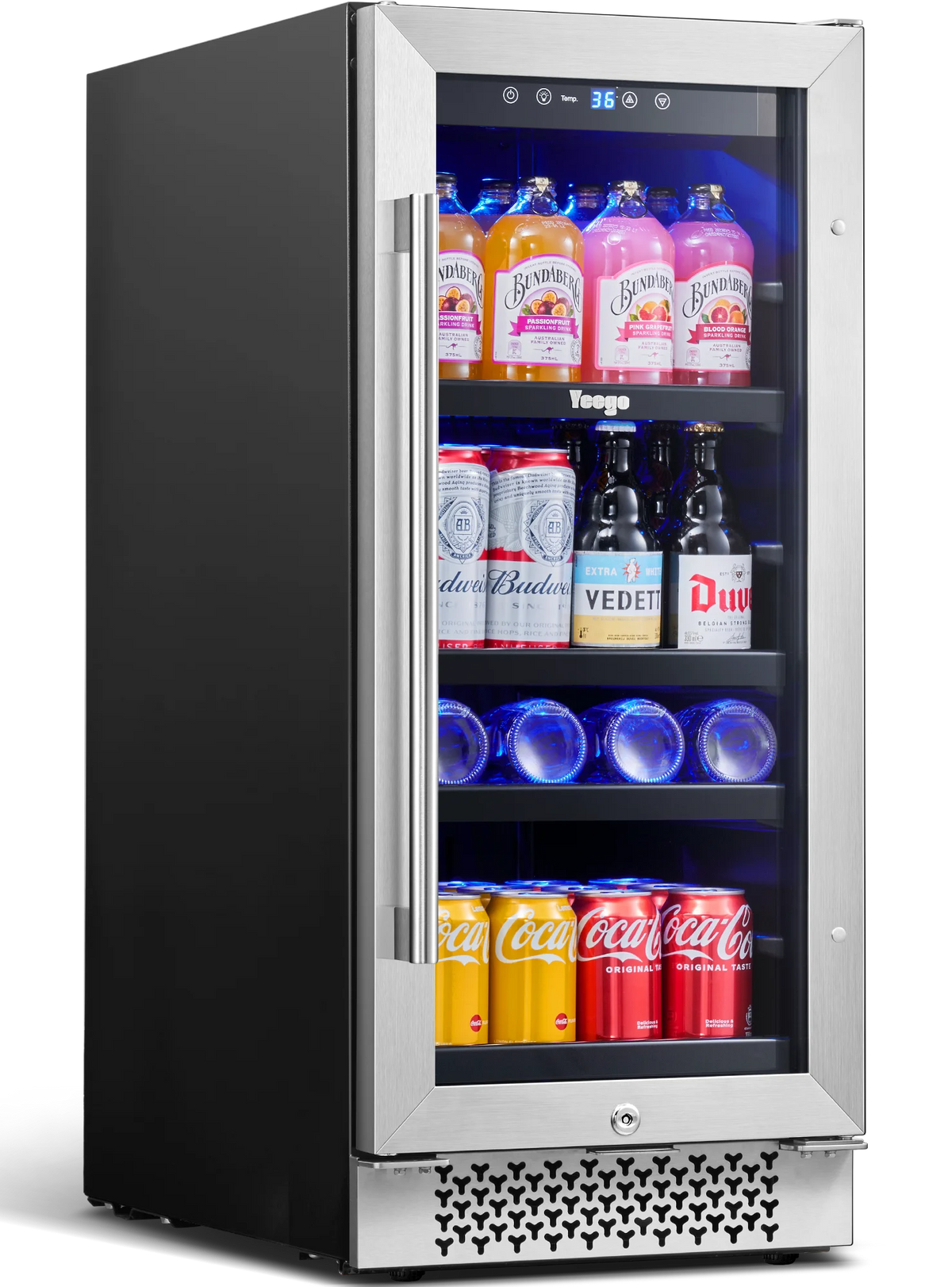 15" 80 Cans Beverage Refrigerator with Glass Door and Lock O46658