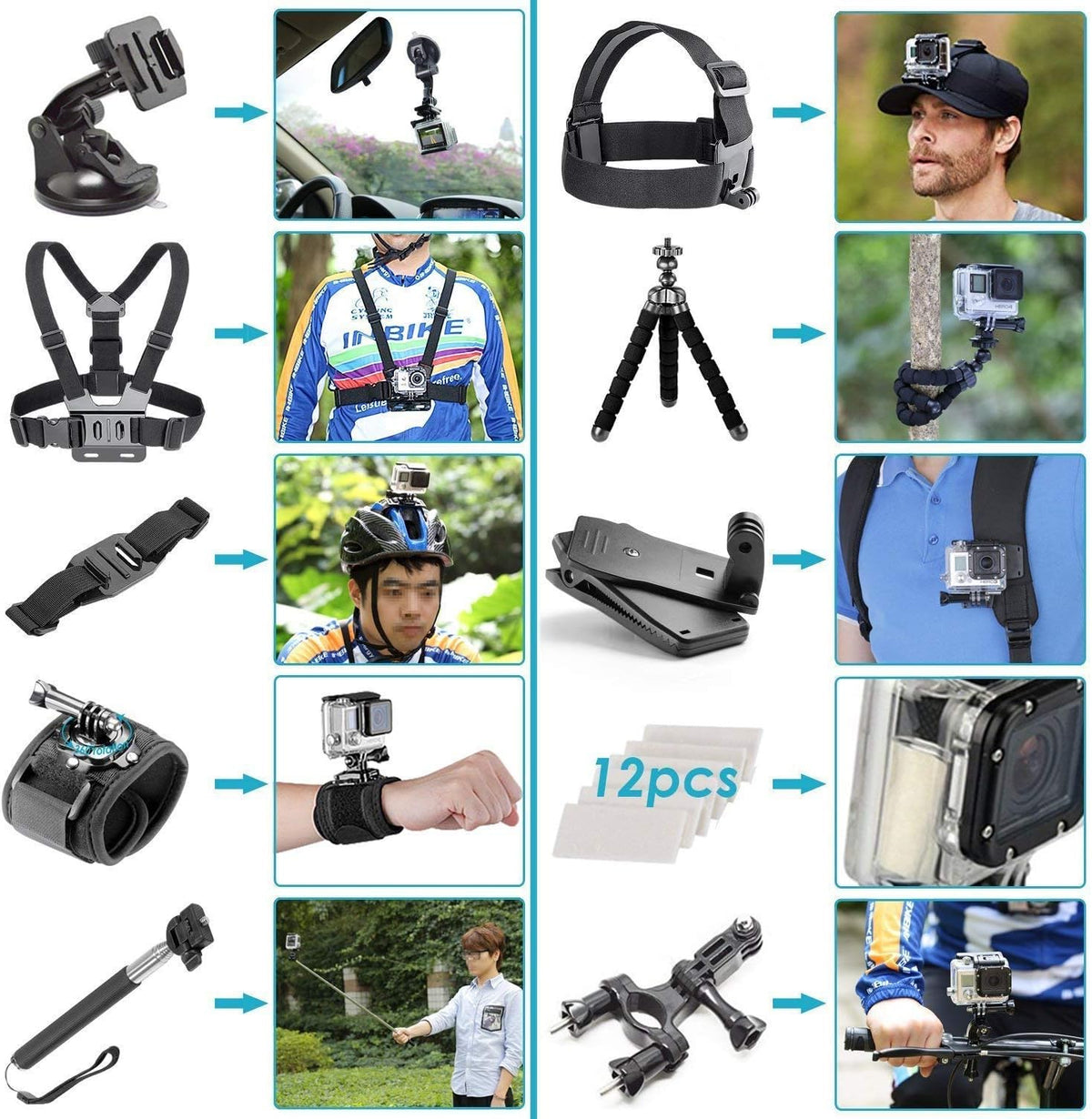 Red Waterproof Camera Action Bundle with 50 Piece Accessory Kit V70310