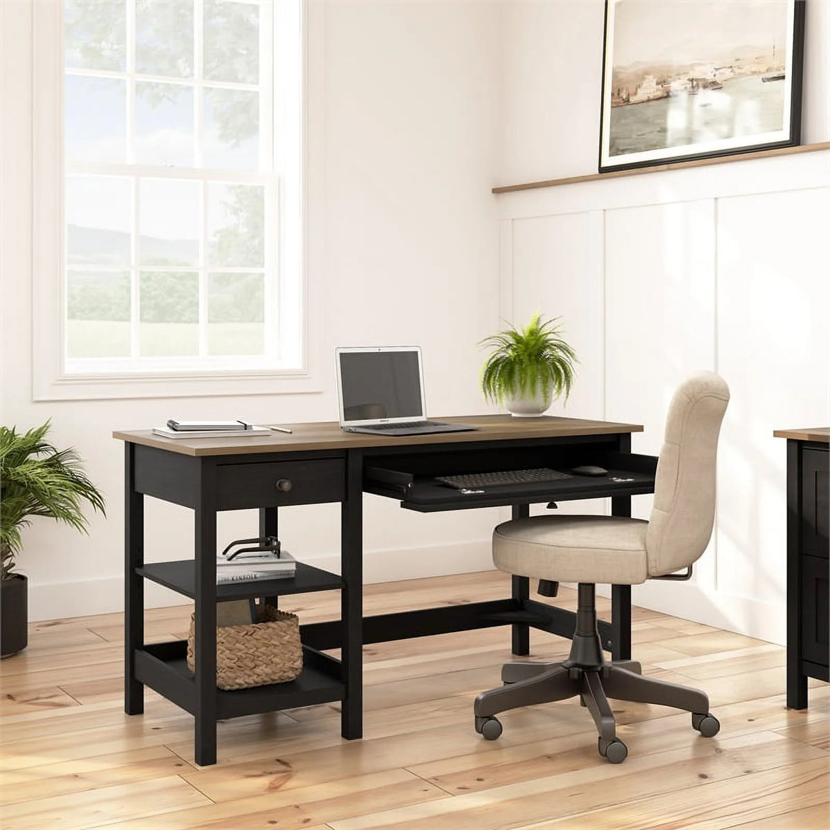 54W Computer Desk with Shelves E26582