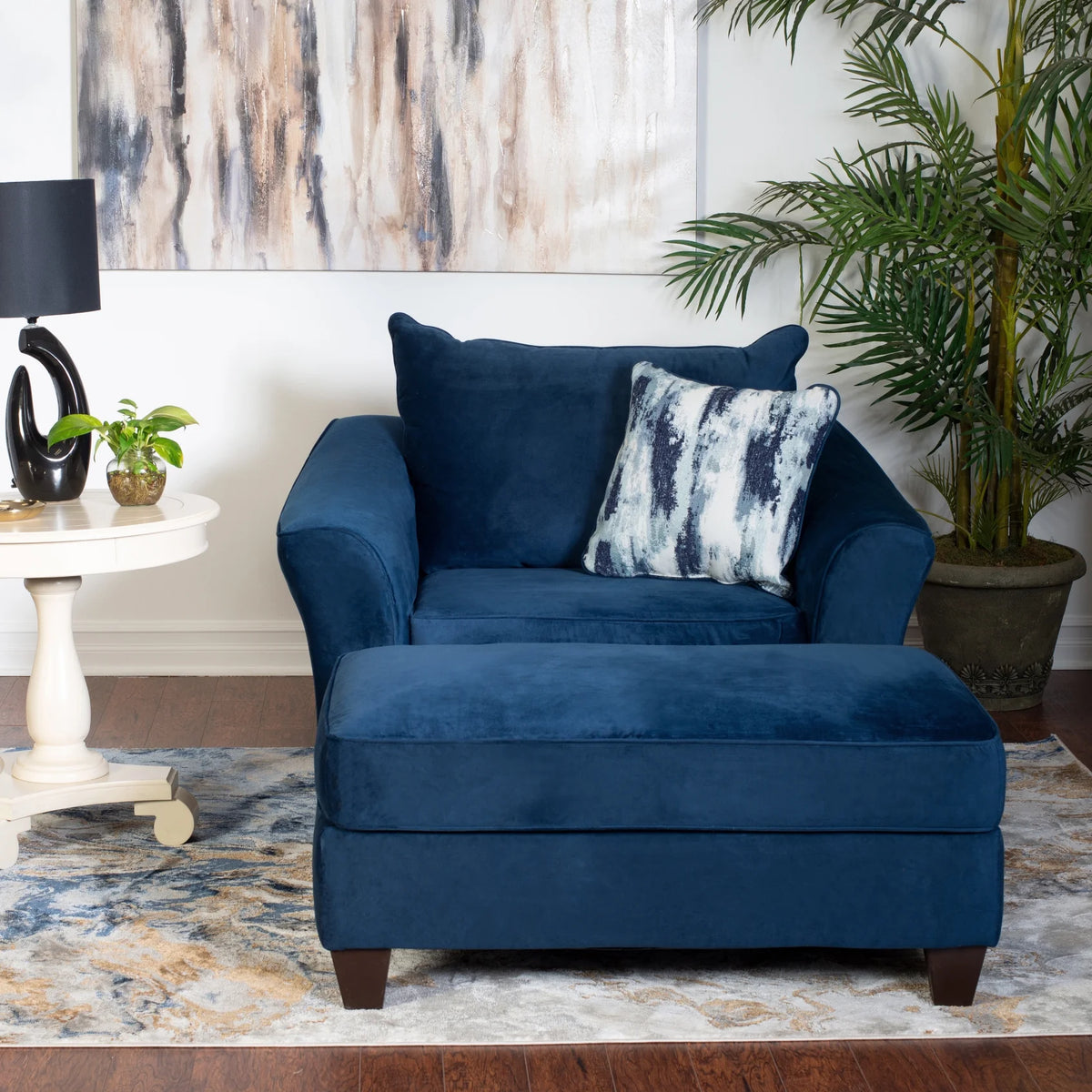 Navy Blue 4-Piece Fabric Sofa Set M742