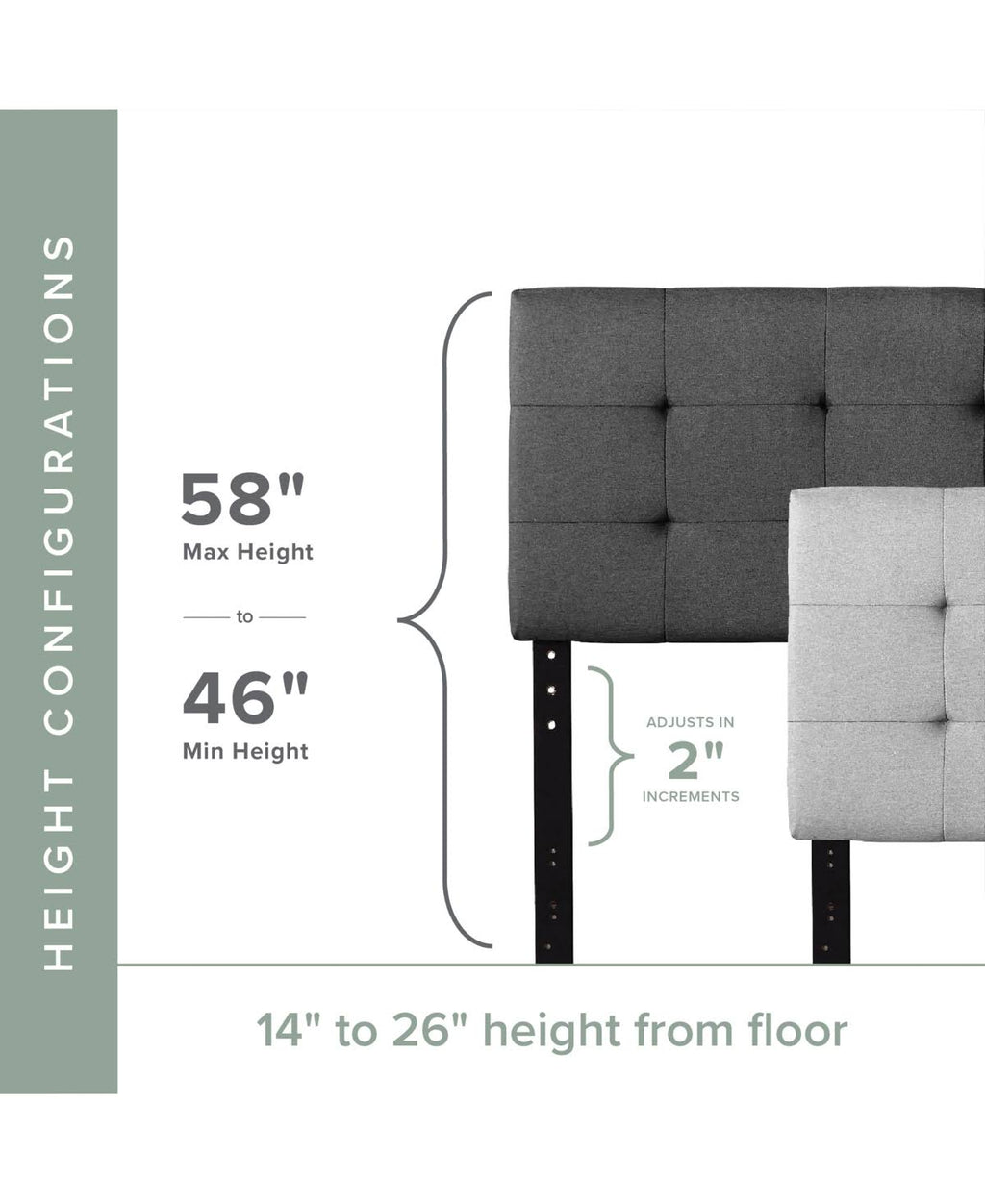 Light Gray Square Tufted Headboard T471