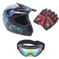 Motocross Off-Road Riding Helmet + Goggle + Glove Kit D82538
