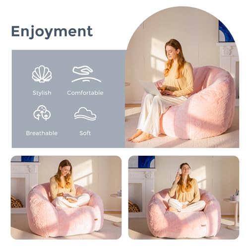 Oversized Faux Fur Bean Bag Chair with Filler V3672