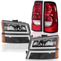 Headlights Assembly + Tail Lights Assembly Combo compatible with 2003-2006 Chevy Silverado V6621