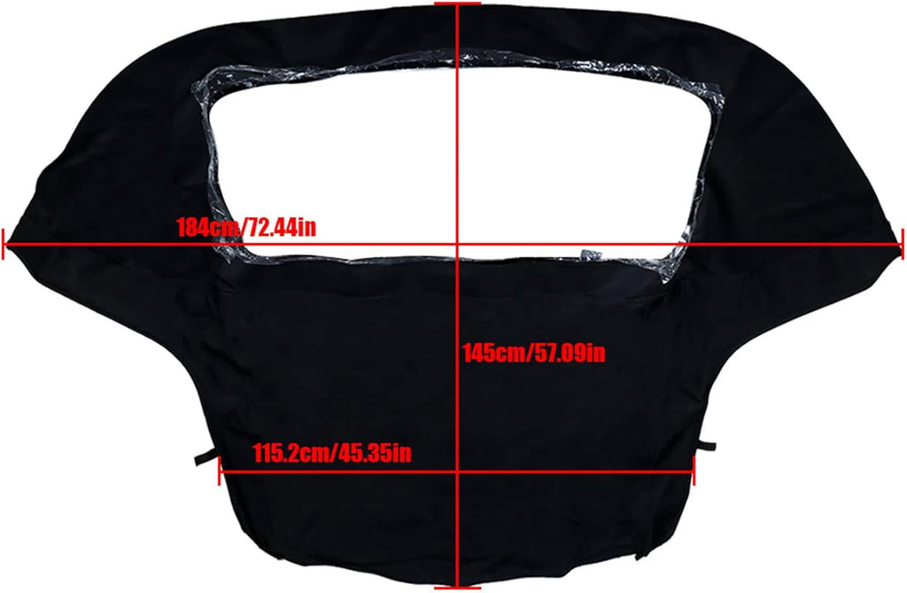 Soft Top with Plastic Window Black Twill Replacement I32515
