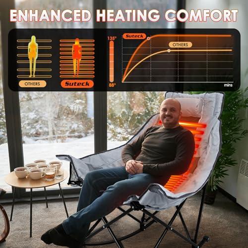 XL Oversized Heated Rocking Camping Chair with 3 Heat Levels I801759