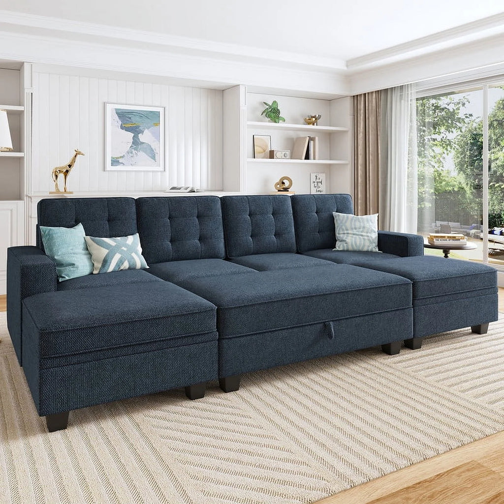 Light Grey Convertible Sectional Sleeper Sofa with Storage M72132