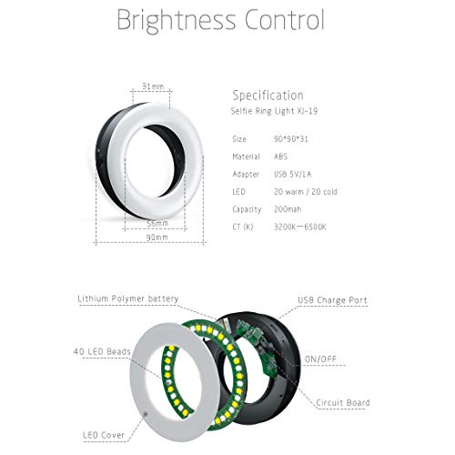 Rechargeable Clip-on Selfie Ring Light L58178