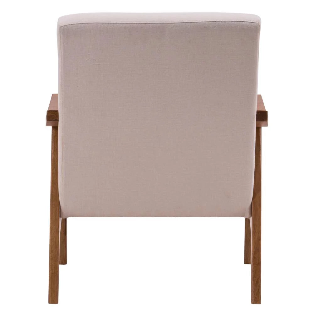 Beige Accent Chair with Wood Legs Y887807