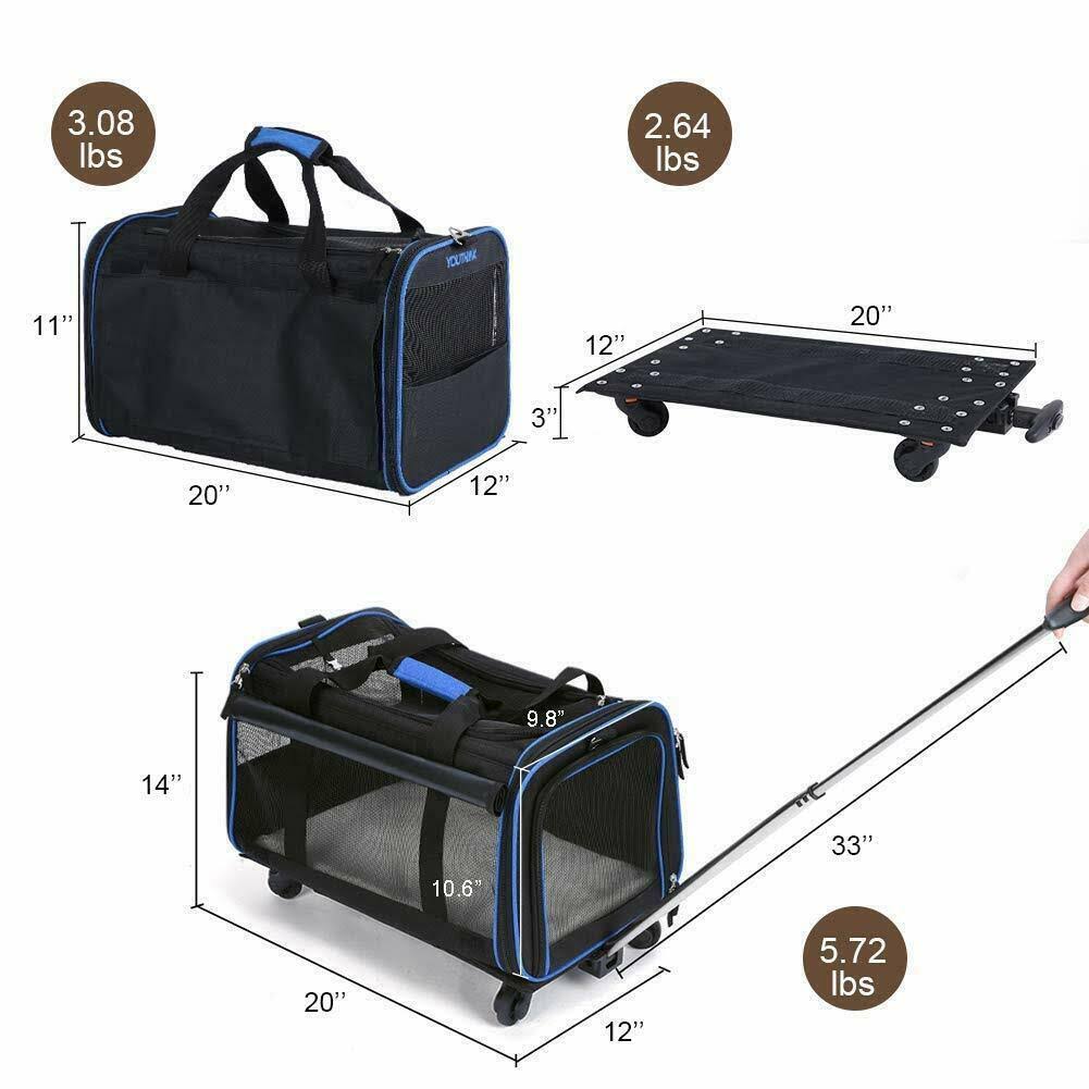 Removable Wheeled Pet Travel Carrier P374