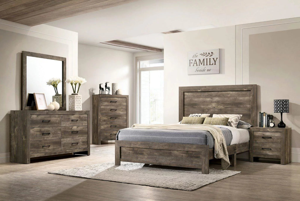 Natural Tone Wood King Bedroom Set 6pcs T1076