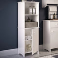 White Tall Bath Cabinet with 1-Door and Shelves Z549
