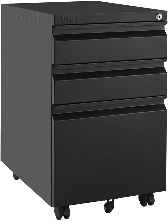 White 3 Drawer Rolling Metal File Cabinet V28920