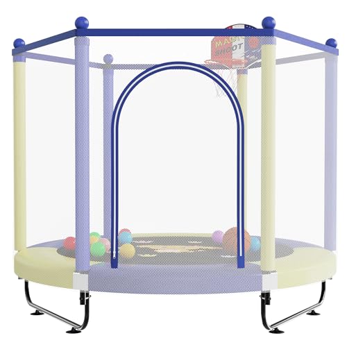 60" Trampoline with Basketball Hoop, Safety Enclosure A868523