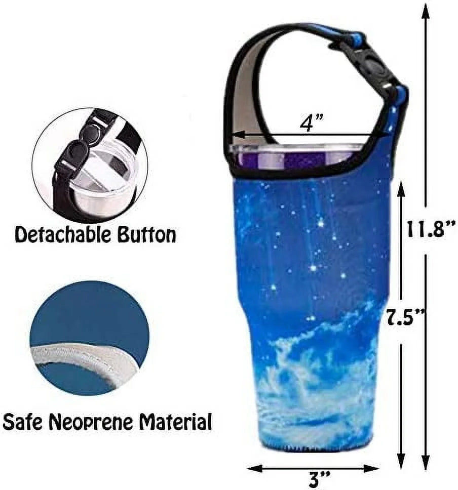Blue & Purple Sky 30oz Neoprene Tumbler Carrier Pouch with Shoulder Strap Z3182