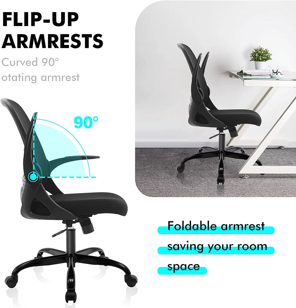 Ergonomic Mesh Office Chair with Flip-up Armrests N321