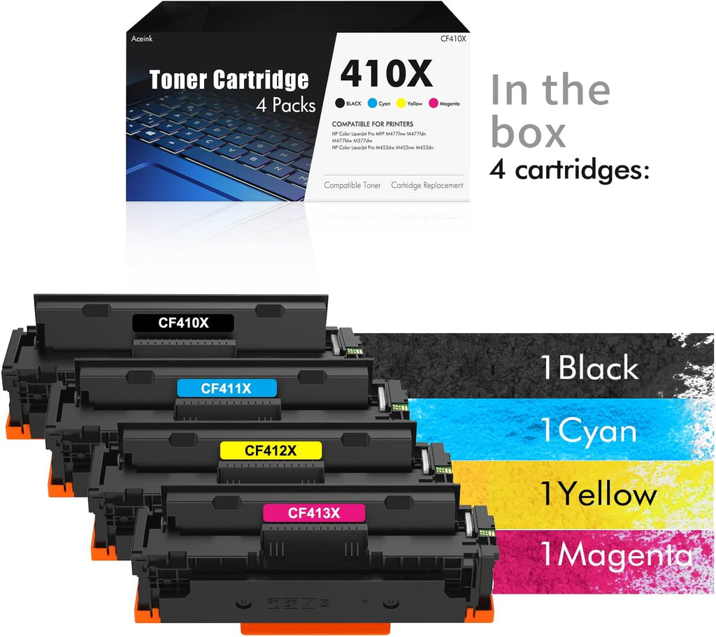 Compatible 4 Pack 410X Toner Cartridge F98815