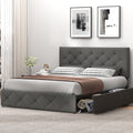 Queen Size Tufted Upholstered Platform Bed Frame with 4 Storage Drawers O624