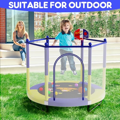 60" Trampoline with Basketball Hoop, Safety Enclosure A868523
