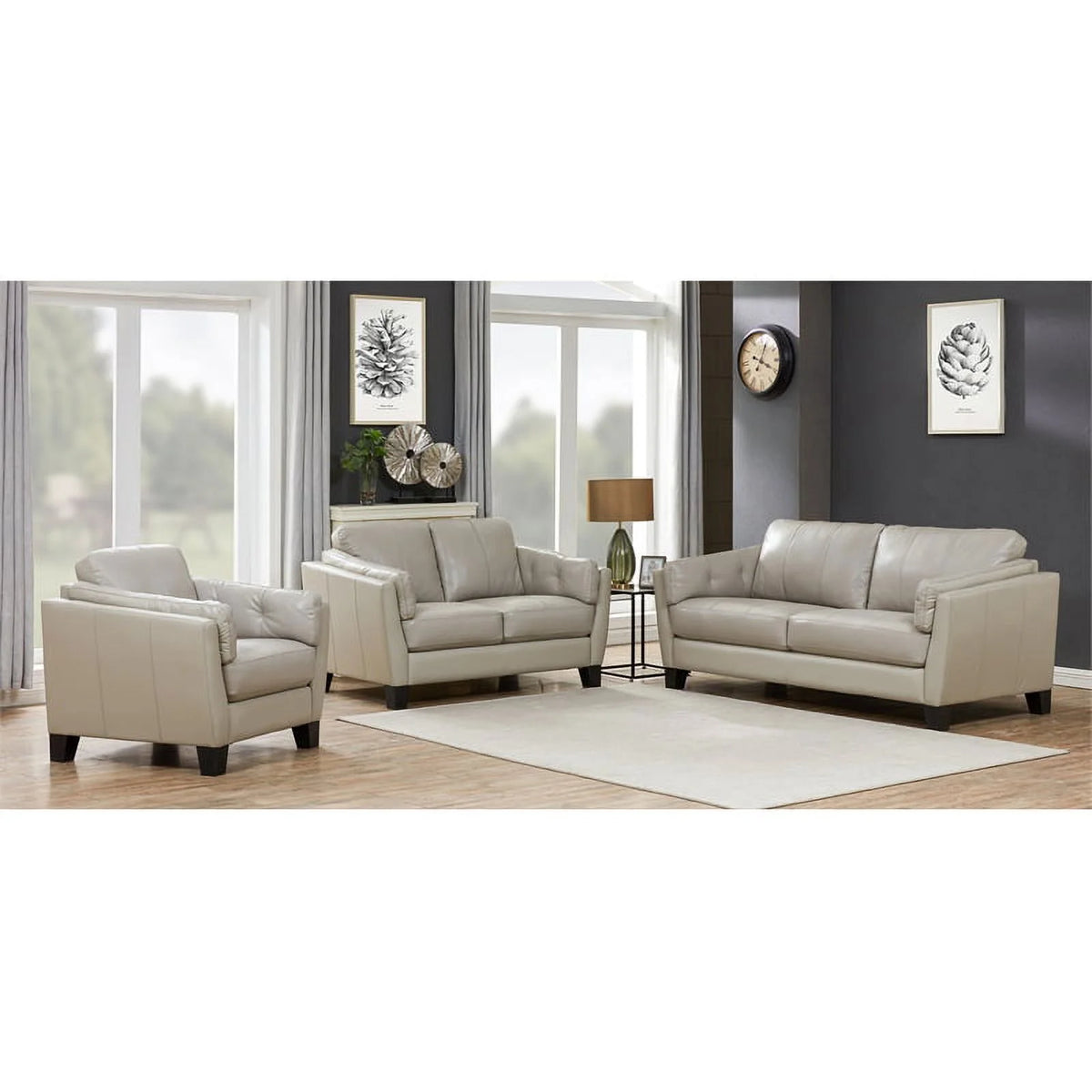 Cream Top Grain Leather Sofa Q840527
