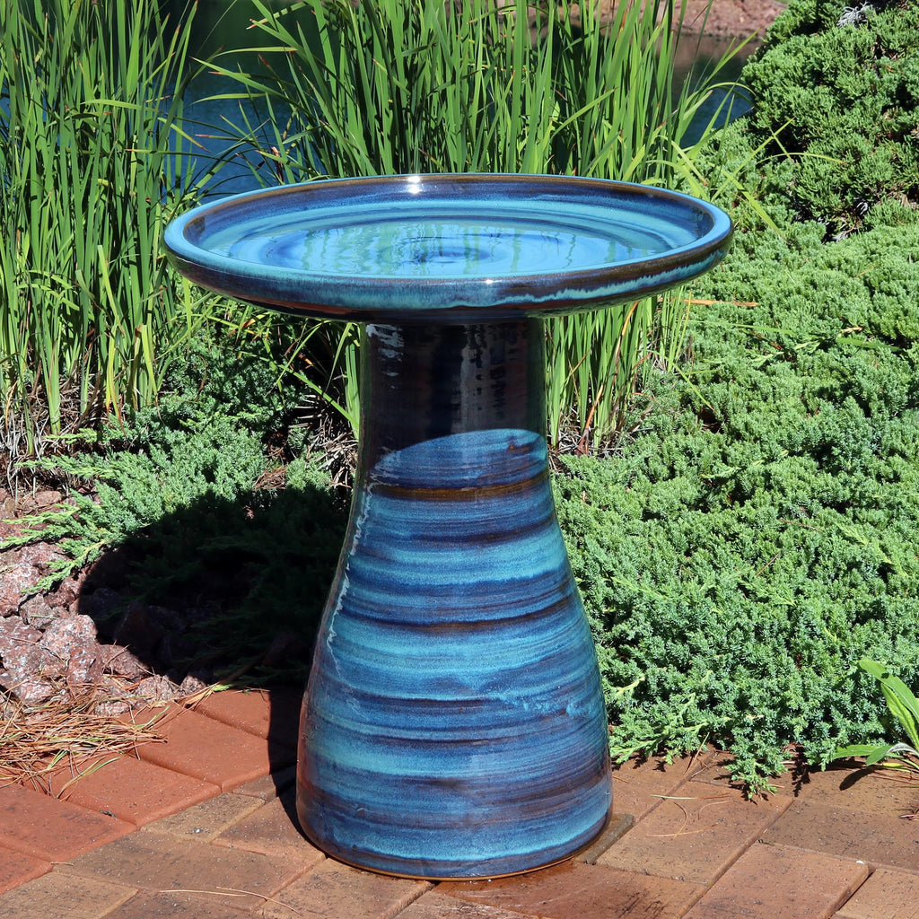 Glazed Ceramic Outdoor Bird Bath J81453