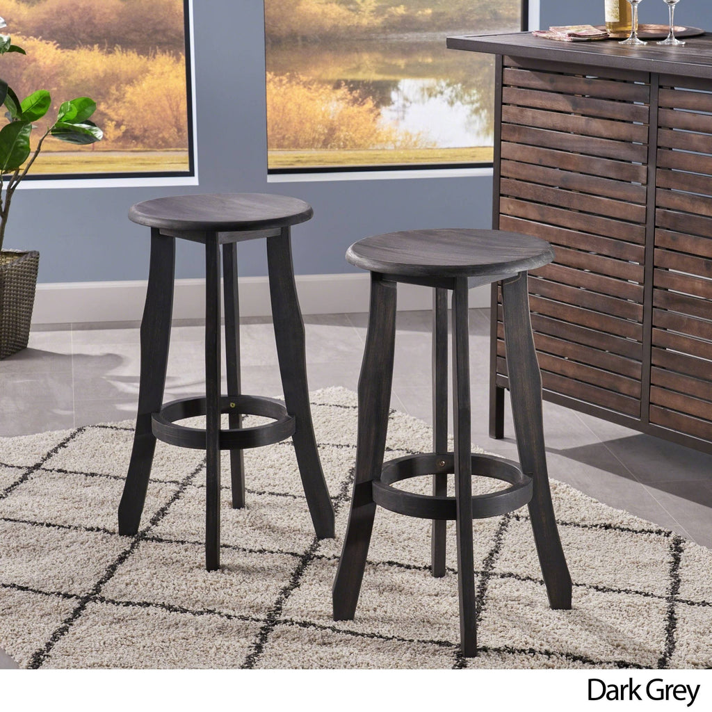 Grey Acacia Wood Barstool (Set of 2) D79363