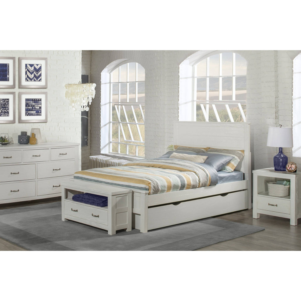 White Full Panel Bed with Trundle P6796