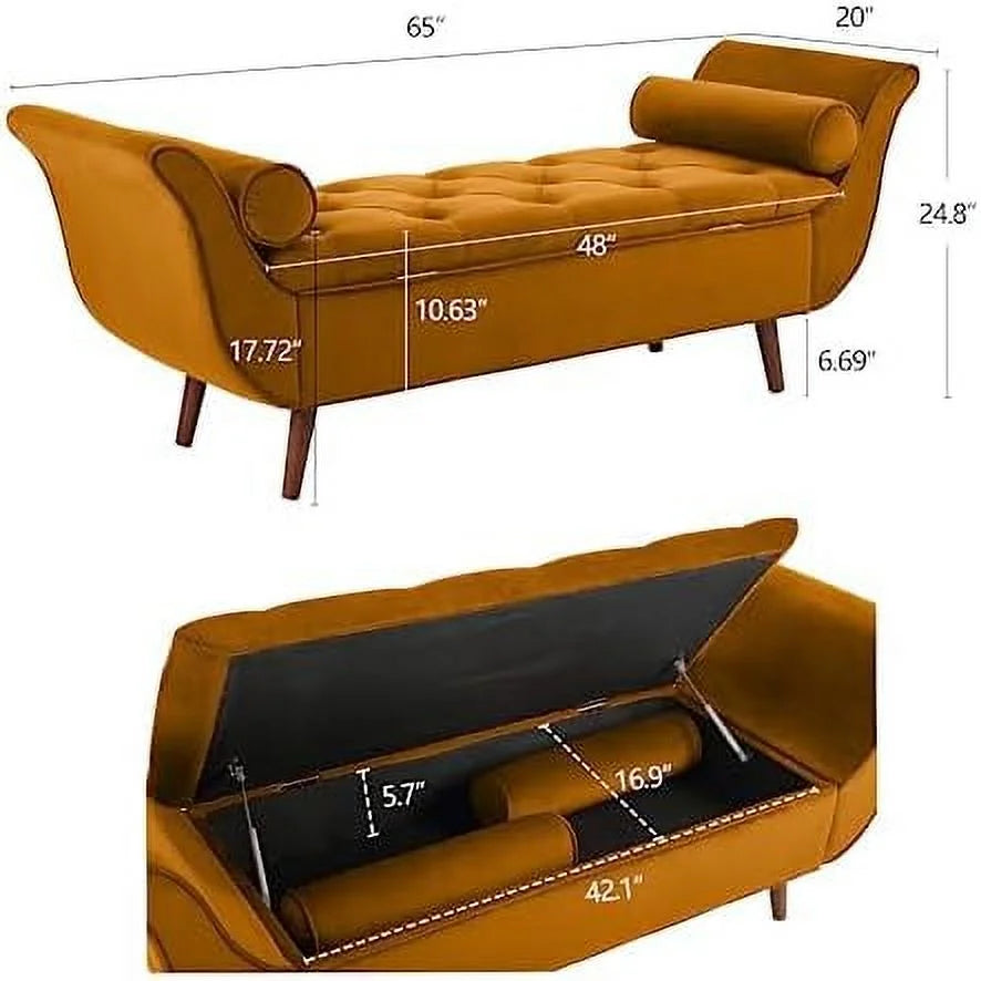 Brown Velvet Upholstered Button Tufted Bench B82648