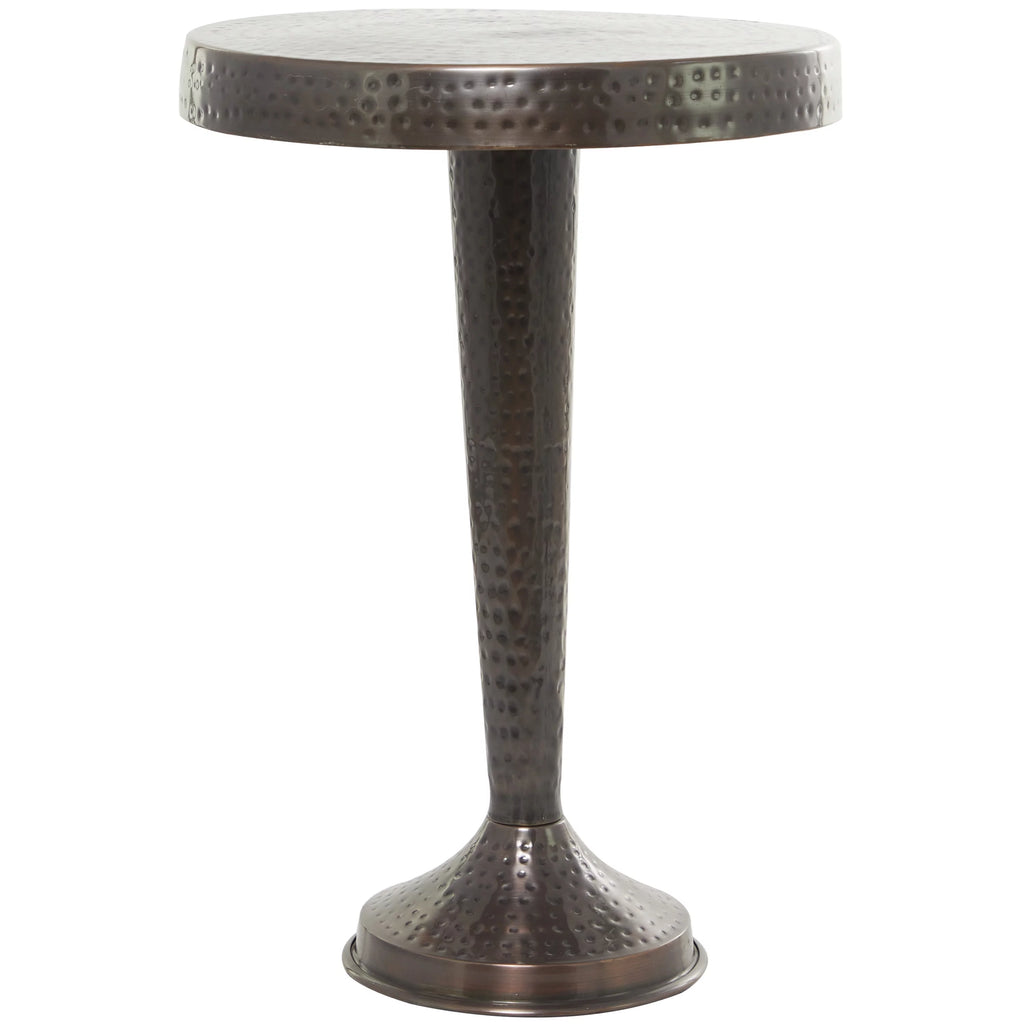 Aluminum Vintage Brown Pedestal Accent Table R664