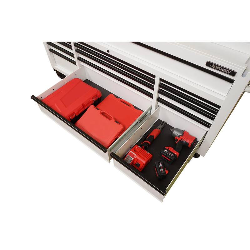 72 in. Heavy Duty Matte White Mobile Workbench Cabinet with Wood Top B472388