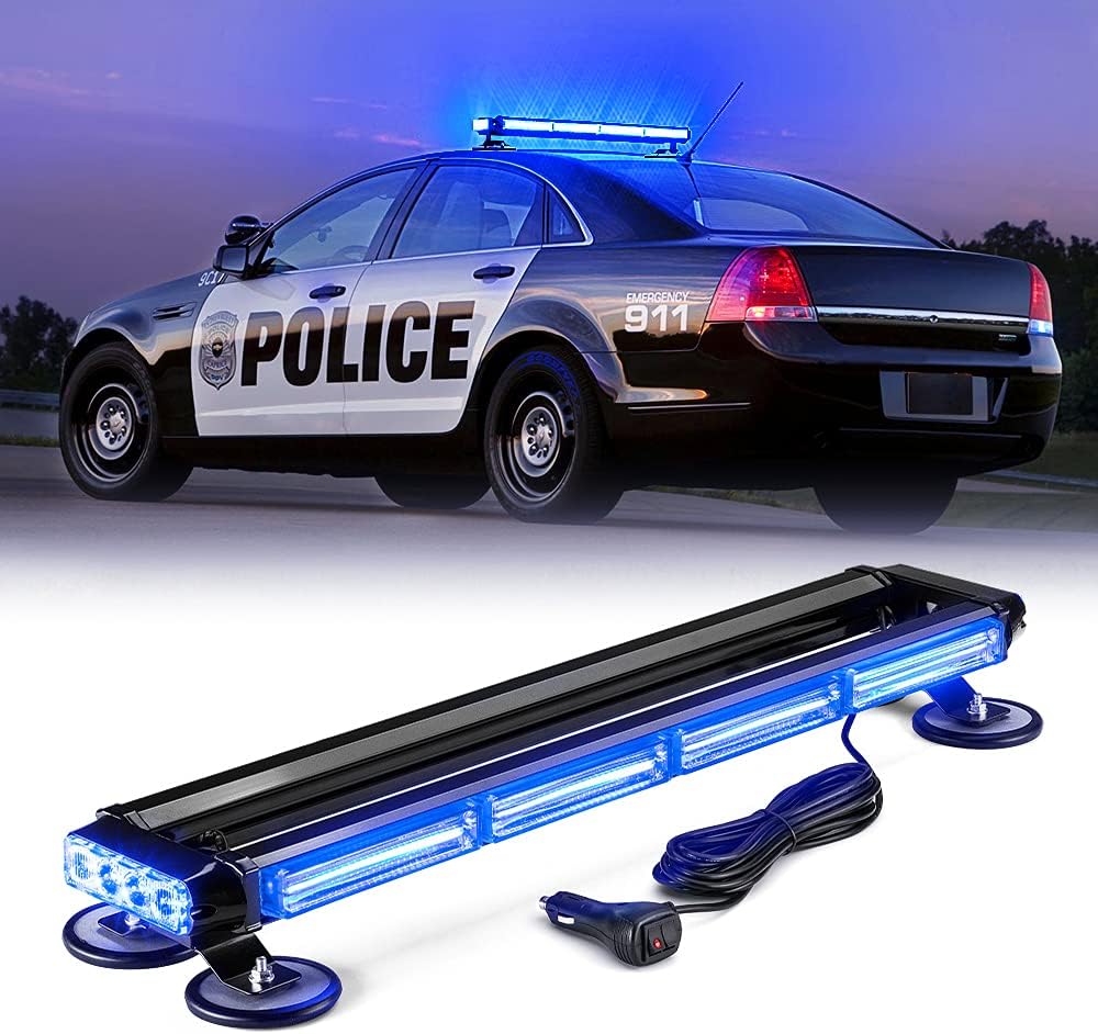 White Amber COB LED Rooftop Strobe Light Bar Double Side 26 High Visibility Emergency Hazard Warning Beacon Lights w/Magnetic Base K999314