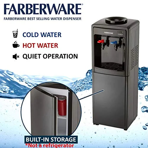 Black Freestanding Hot and Cold Water Cooler Dispenser U503005