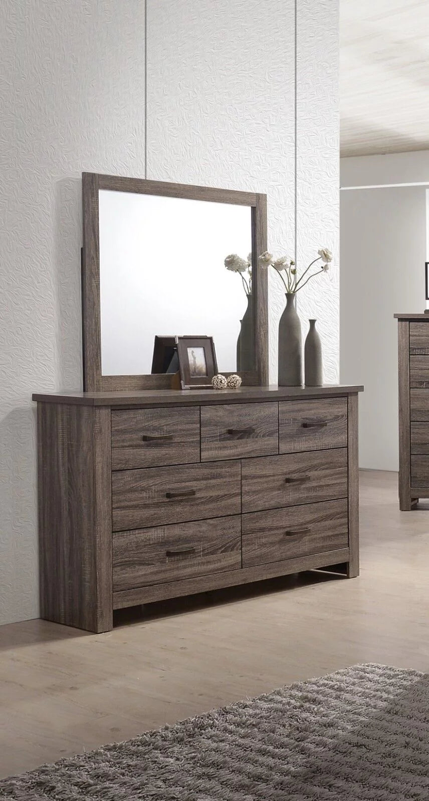 Eastern King Size 4pc Wooden Bedroom Set with Dresser Mirror Nightstand T640388