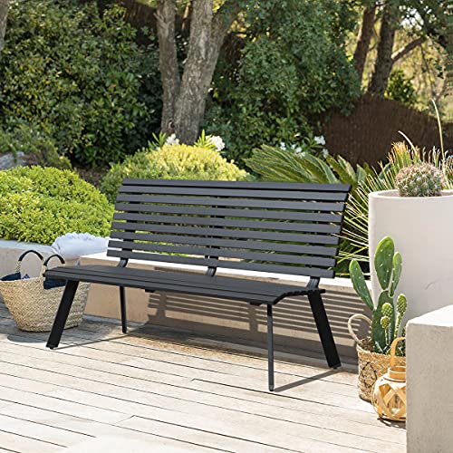 Dark Grey Aluminum Outdoor Bench V173561